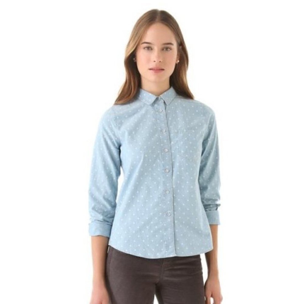 Madewell Polka Dot Chambray Button Down
